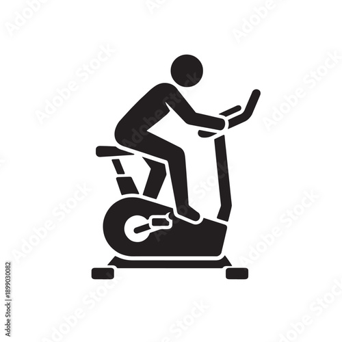 Black silhouette of a person riding an exercise bike