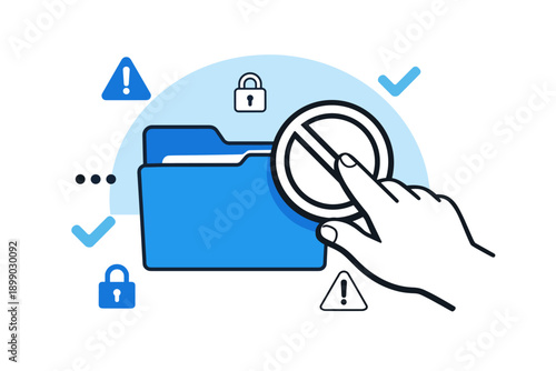 Data security and restricted access with folder and warning signs