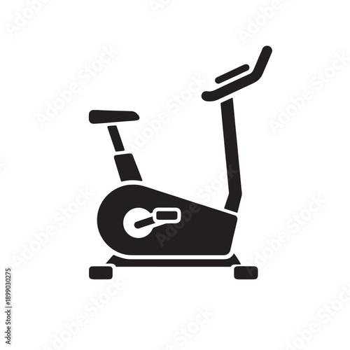 Black silhouette of an exercise bike on a white background stationary
