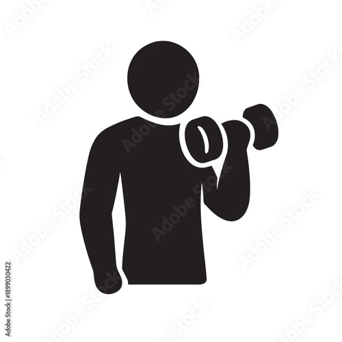 Silhouette of person lifting dumbbell for bicep curl workout weight