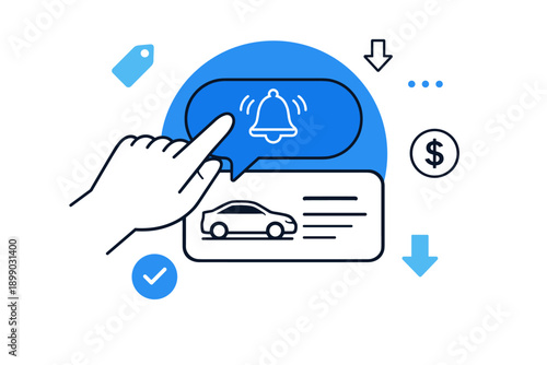 Notification and tracking illustration of car alert concept