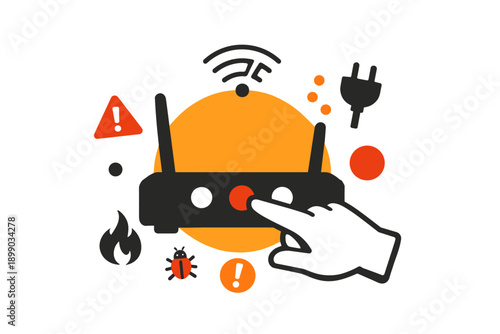 Router security alert: wi-fi issues and troubleshooting symbols