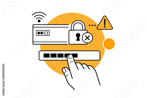 Secure login interface with password entry and alert icon