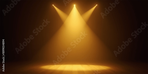 Abstract stage with spotlight and bright lighting effects