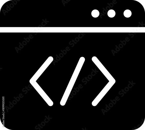 Black coding icon - solid