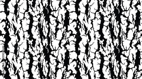 Black and white seamless pattern of oak bark texture. Rustic tree bark design backdrop.