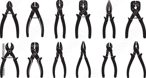 Set of 12 adjustable wrenches tools isolated vector illustration flat design scalable graphic