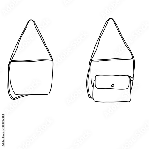 Line Art Illustration of Two Shoulder Bags with Different Designs.