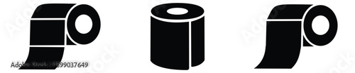 Modern Toilet Paper Roll Icon Collection - Professional Line Art and Black Glyph Sign