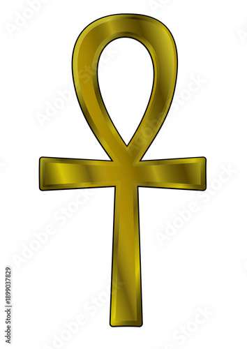 Croix de vie égyptienne dorée - Ankh