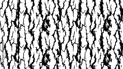 Seamless bark texture. Monochrome pine tree bark with detailed crack pattern