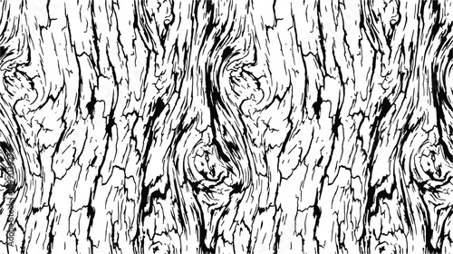 Seamless monochrome tree bark pattern with detailed balsa wood texture and grain