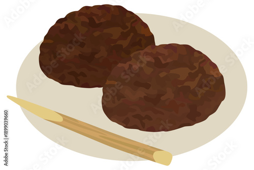 お皿に盛ったおはぎのイラスト ベクター素材