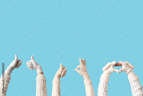 Many hands in warm winter g...