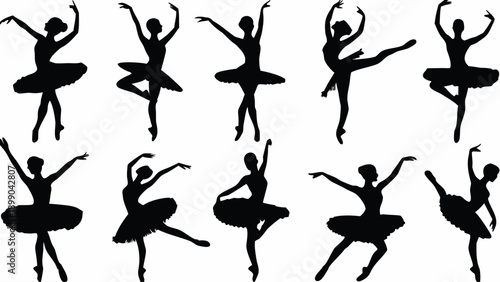 Elegant ballerinas in various dance poses