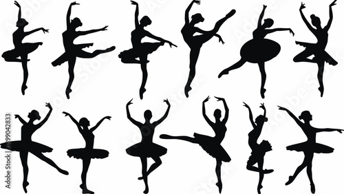 Elegant ballerinas in various dance poses