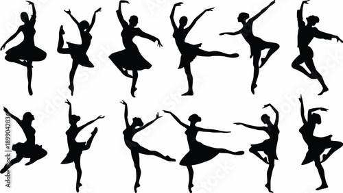 Elegant ballerinas in dynamic dance poses for artistic projects