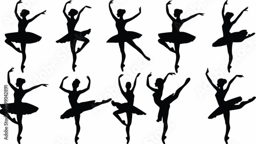 Elegant ballerinas in various dance poses for artistic projects