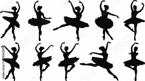 Elegant ballerinas in dynamic dance poses for artistic projects