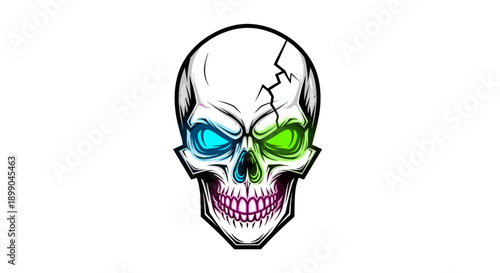 Colorful Cartoon Skull with Glowing Eyes.
