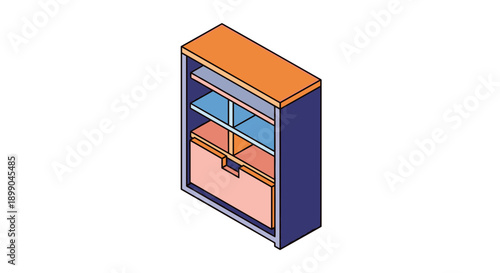 Colorful Filing Cabinet with Open Drawer.