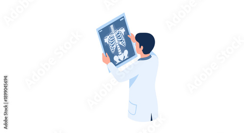 Doctor Examining X Ray Image of Spine.