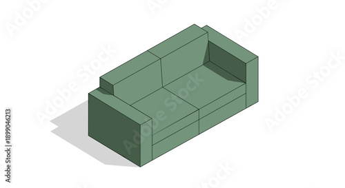 Green Sofa 3D Rendering Modern Design.