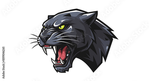 Illustration of a black panther head.