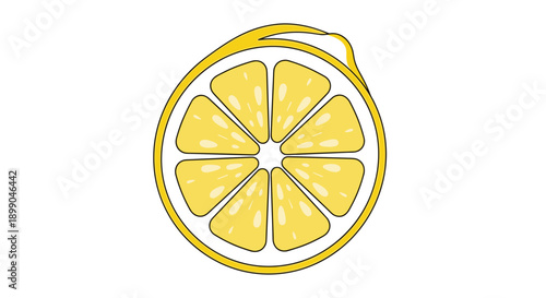 Lemon Slice Illustration Simple Yellow Fruit.