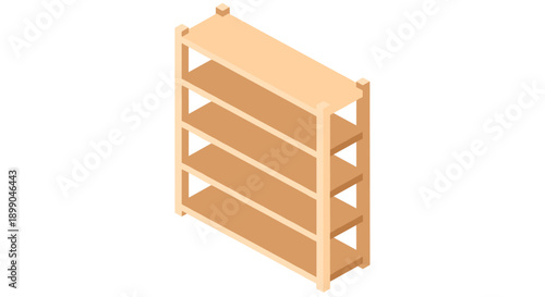 Light Wooden Four Tier Storage Shelf.