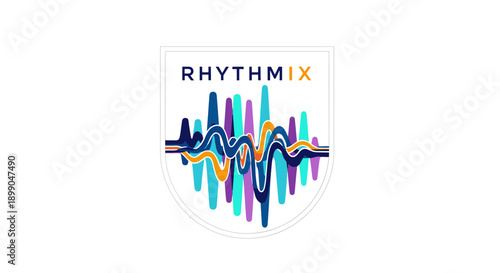 Rhythmix Logo with Sound Wave Design.