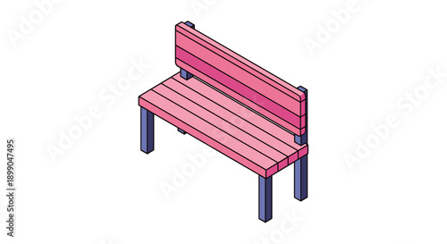 Red Wooden Bench with Metal Legs.