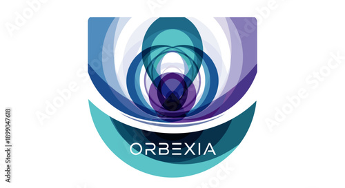 Stylized Orbexia Logo with Abstract Shapes.