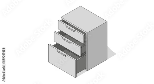 Three Drawer Filing Cabinet Illustration 1.