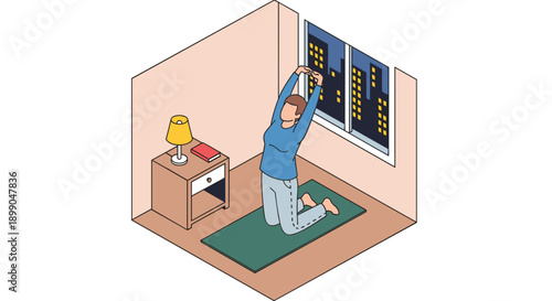 Woman Practicing Yoga in a Room.