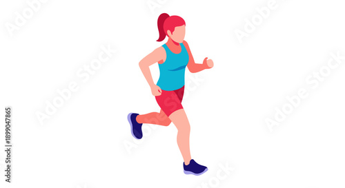 Woman Running in Sportswear and Cap.