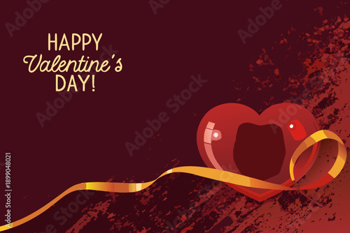 Happy valentine s day greeting with a heart and ribbon illustration