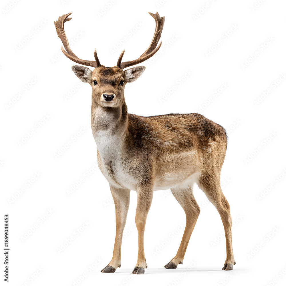 Fototapeta premium Majestic deer with impressive antlers standing confidently