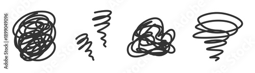 Obraz na plátne もやもや・ぐしゃぐしゃ・ぐるぐるを表現した手書き線画イラスト