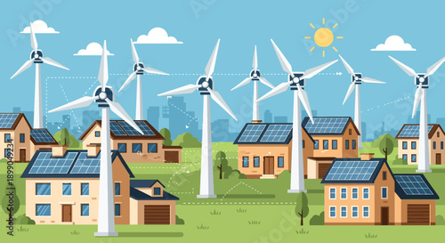 Renewable Energy Community Wind Turbines Solar Panels