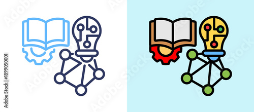 Deep Learning line color icon