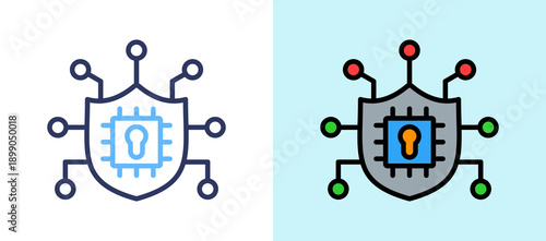 Ai Security line color icon