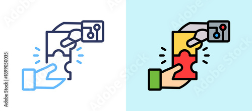 Robot Partner line color icon