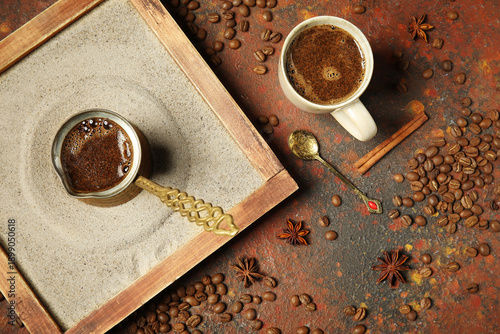 Cezve and cup of hot Turkis...