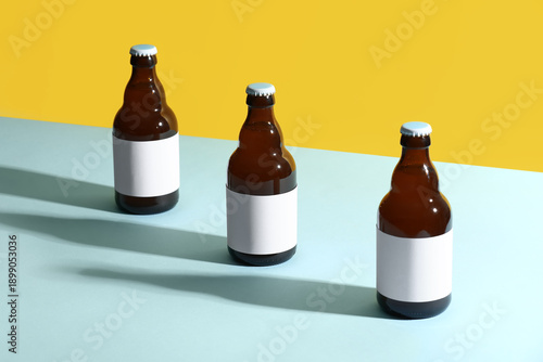 Bottles of cold beer on tur...