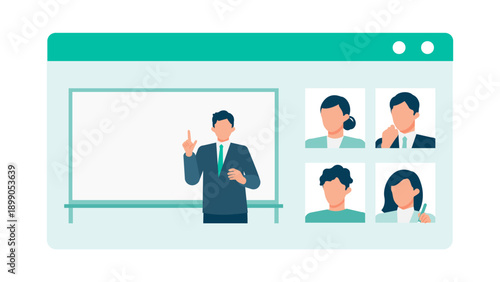 Internal online training and company wide e learning for teams learning together in modern corporate business illustration