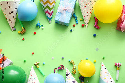 Frame made of party hats, w...