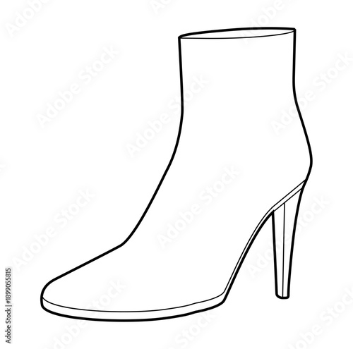 Slim stiletto platform boot women single line pair. Extended shaft with thin heel for cold, modern aesthetic. Technical fashion illustration CAD mockup clean vector men unisex isolated classic style
