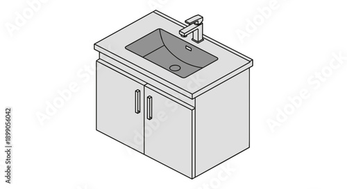 Bathroom Sink Cabinet with Faucet Illustration 1.