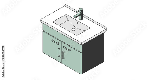 Bathroom Vanity with Sink and Faucet.